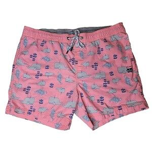 Party Pants Shorts Mens XL‎ Pink Moby Whale Don't Be A Dick Swim Trunks Summer